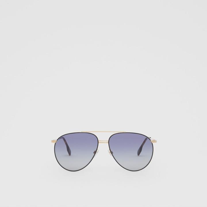 Burberry Burberry Top Bar Detail Pilot Sunglasses, Gold / Blue