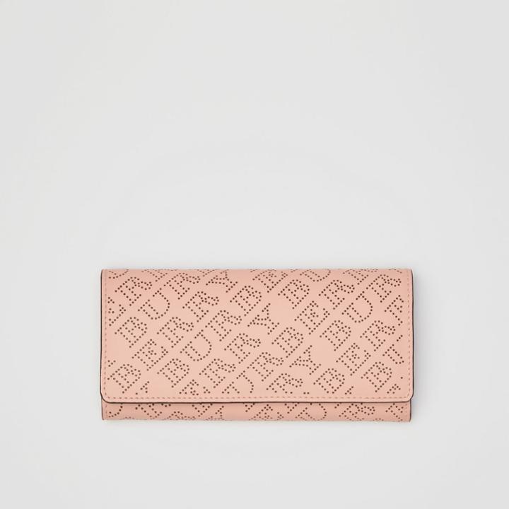 Burberry Burberry Perforated Logo Leather Continental Wallet, Pink