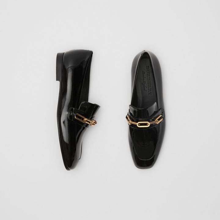 Burberry Burberry Link Detail Patent Leather Loafers, Size: 39