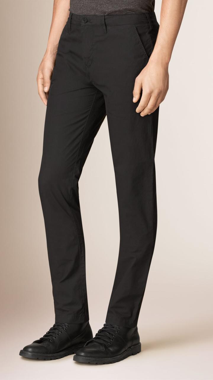 Burberry Burberry Slim Fit Cotton Poplin Chinos, Size: 42r, Black