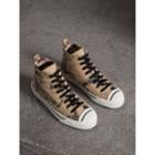 Burberry Burberry Doodle Print Cotton Gabardine High-top Trainers, Size: 39.5