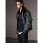 Burberry Burberry Shearling Collar Quilted Bomber Jacket, Size: 40, Green