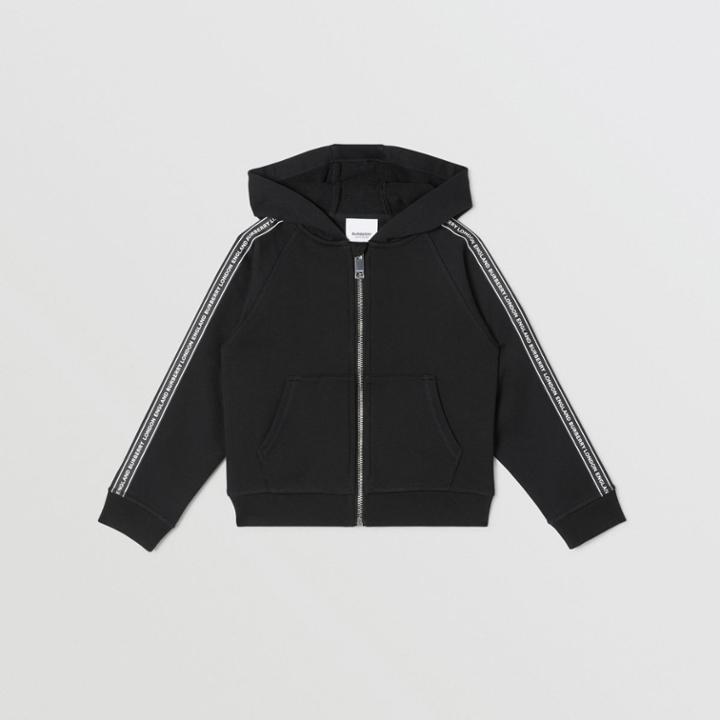 Burberry Burberry Childrens Logo Tape Cotton Hooded Top, Size: 6y, Black