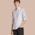 Burberry Burberry Panelled Stripe Cotton Shirt, Size: M, Blue