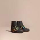 Burberry Burberry The Buckle Boot In Rubberised Leather And Snakeskin, Size: 37, Black