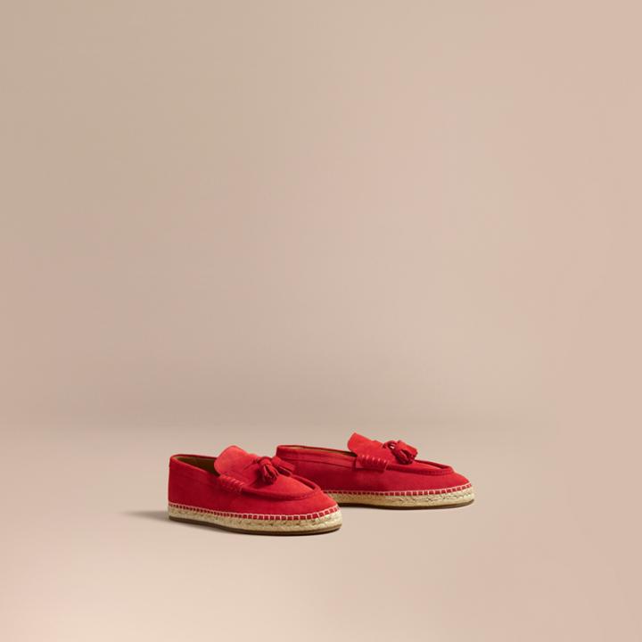 Burberry Burberry Tasselled Suede Espadrille Loafers, Size: 44, Red