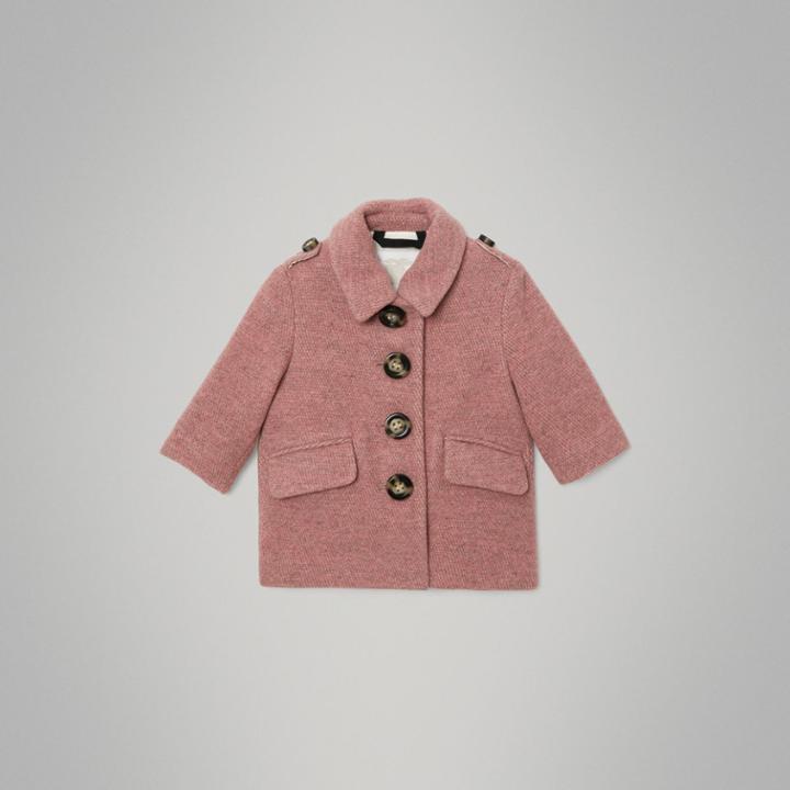 Burberry Burberry Wool Blend Pea Coat, Size: 3y, Pink
