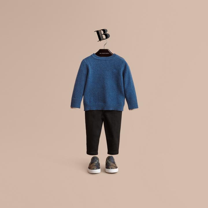 Burberry Burberry Check Detail Cashmere Sweater, Size: 12m, Blue