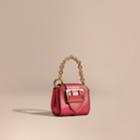 Burberry Burberry The Mini Buckle Tote Charm In Metallic Leather, Pink
