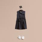 Burberry Burberry Stretch Cotton Sleeveless Trench Dress, Size: 4y, Blue