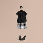Burberry Burberry Pleat Detail Check Cotton T-shirt, Size: 14y, Black