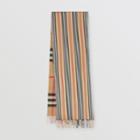 Burberry Burberry Check And Icon Stripe Cashmere Silk Puffer Scarf, Beige