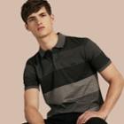 Burberry Burberry Striped Stretch Cotton Piqu Polo Shirt, Size: M, Grey