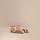 Burberry Burberry Studded Leather And House Check Espadrille Sandals, Size: 37, Pink