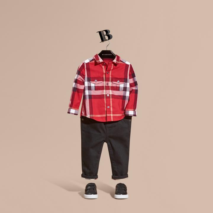 Burberry Burberry Check Cotton Shirt, Size: 3y, Red