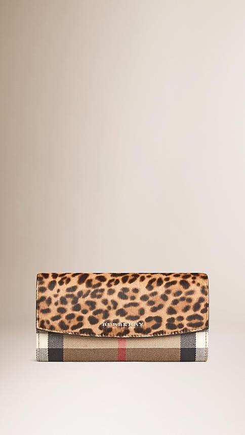 Burberry House Check And Calfskin Continental Wallet