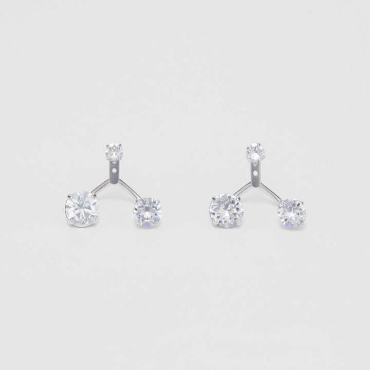 Burberry Burberry Crystal Detail Palladium-plated Earrings