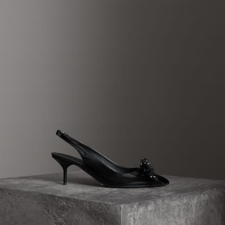Burberry Burberry Rope Detail Patent Leather Slingback Pumps, Size: 37
