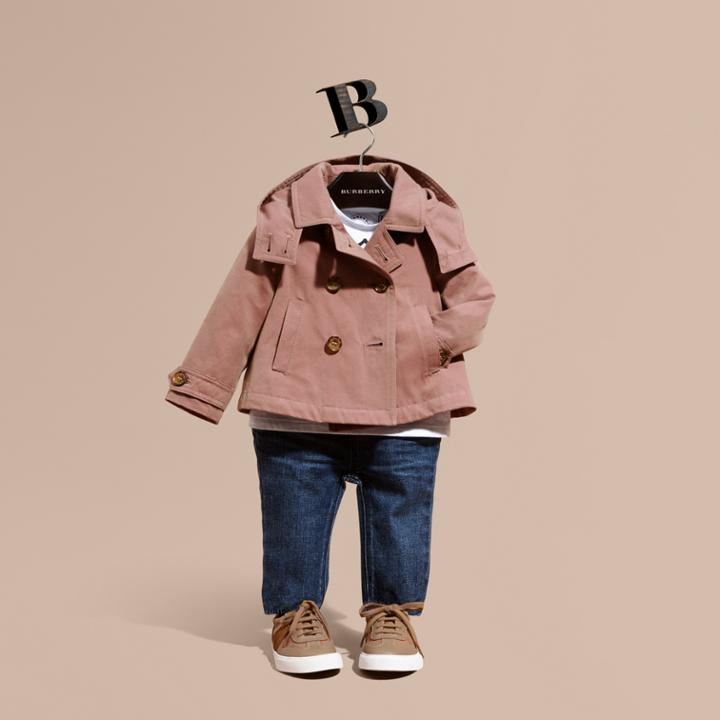Burberry Burberry Cotton A-line Jacket With Detachable Hood, Size: 12m, Purple