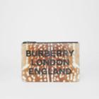 Burberry Burberry Deer Print Leather Zip Pouch, Brown