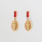 Burberry Burberry Leather And Gold-plated Nut And Gorilla Earrings, Red