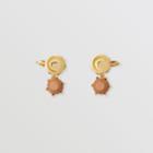 Burberry Burberry Leather Charm Gold-plated Nut And Bolt Earrings, Brown