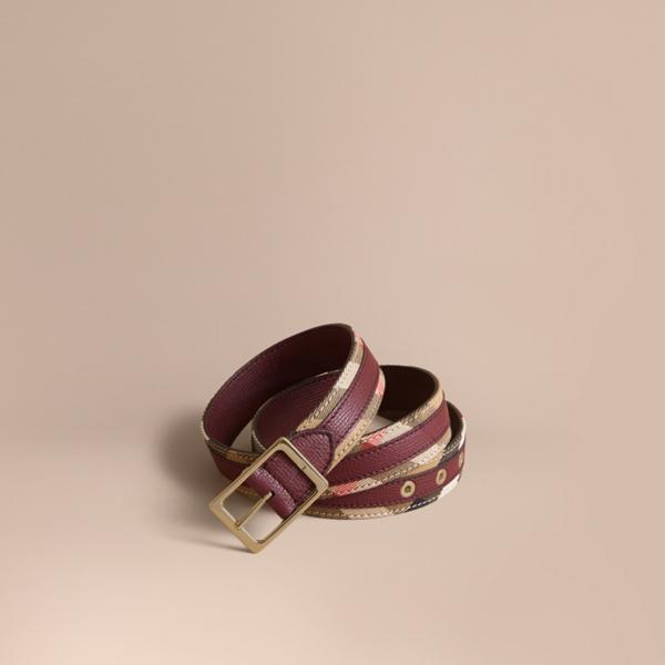 Burberry House Check And Grainy Leather Belt