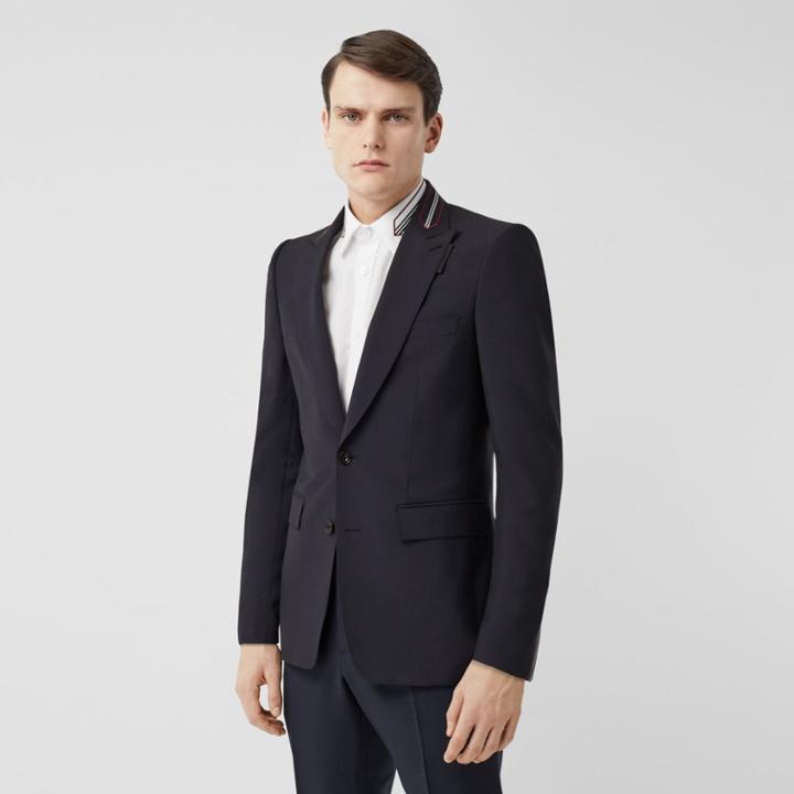 Burberry Burberry English Fit Stripe Detail Wool Mohair Tailored Jacket, Size: 34r, Blue