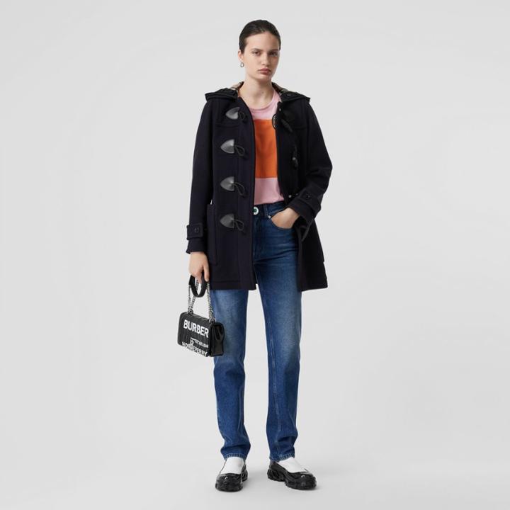 Burberry Burberry Wool Blend Duffle Coat, Size: 04, Blue