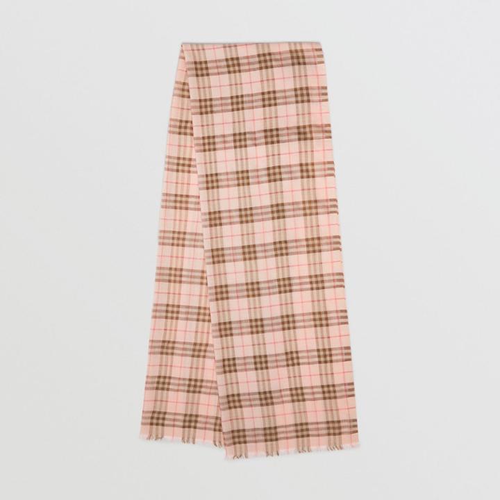 Burberry Burberry Metallic Check Wool Silk Blend Scarf