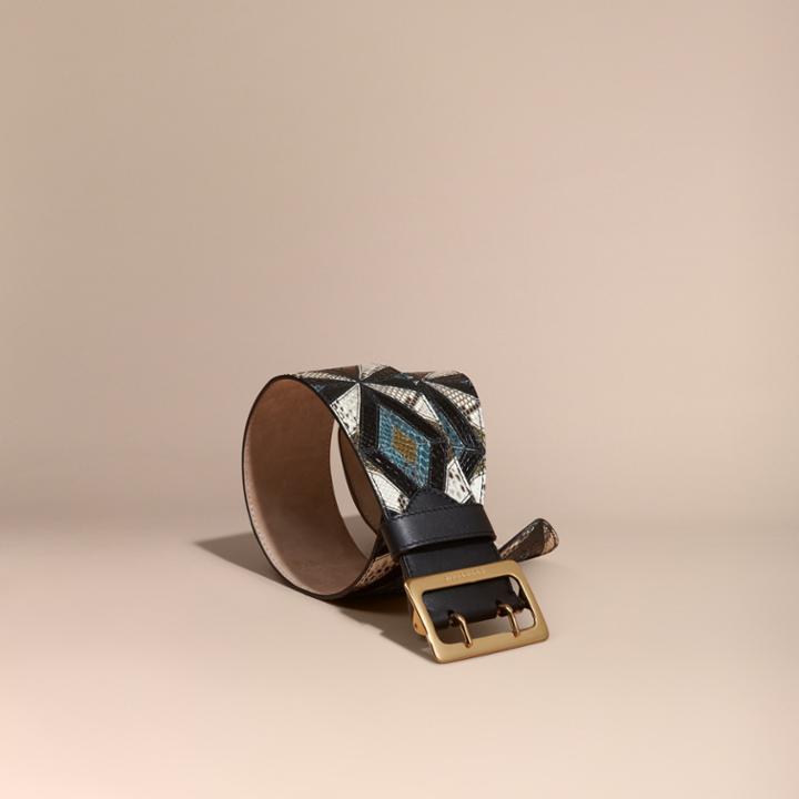 Burberry Burberry Snakeskin Intarsia Waist Belt, Size: 105, Blue