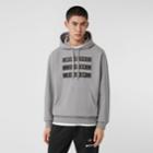 Burberry Burberry Tape Print Cotton Hoodie, Size: M, Grey