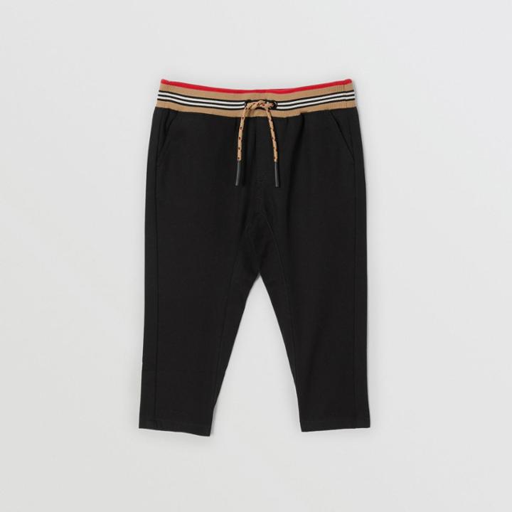 Burberry Burberry Childrens Icon Stripe Detail Cotton Twill Drawcord Trousers, Size: 2y, Black