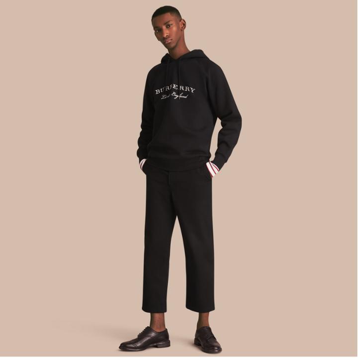 Burberry Burberry Embroidered Hooded Sweatshirt, Black