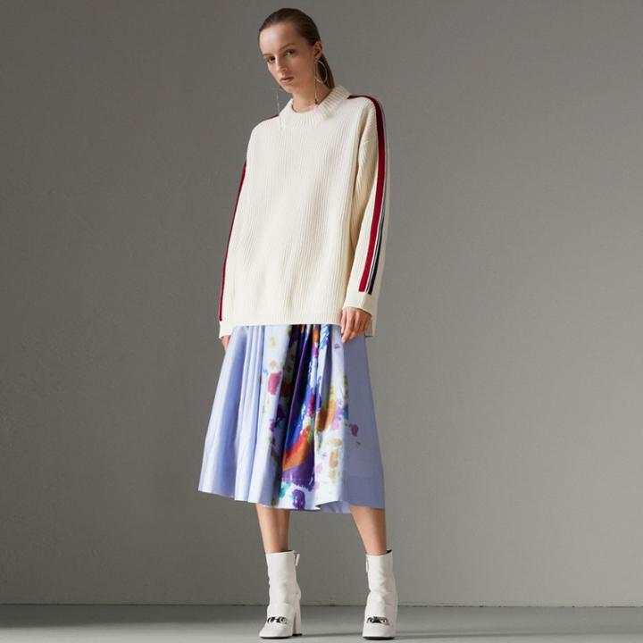 Burberry Burberry Tie-dye Print Cotton Sateen Skirt, Size: 00, Blue