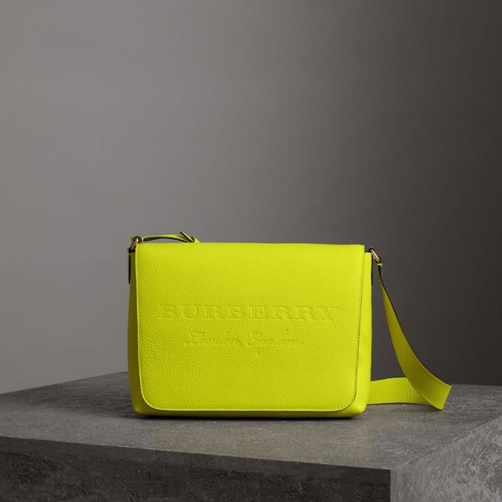 Burberry Burberry Medium Embossed Leather Messenger Bag, Yellow