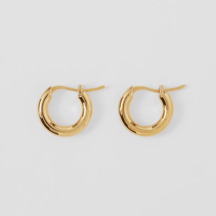 Burberry Burberry Logo Detail Gold-plated Hoop Earrings