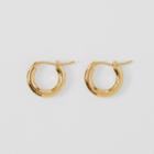Burberry Burberry Logo Detail Gold-plated Hoop Earrings