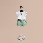 Burberry Burberry Button Detail Cotton Linen Shorts, Size: 6y, Green