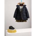 Burberry Burberry Detachable Fox Fur Trim Down-filled Hooded Puffer Coat, Size: 14y, Blue