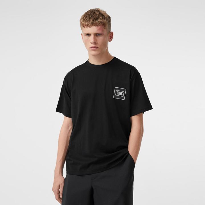 Burberry Burberry Logo Appliqu Cotton T-shirt, Size: M, Black