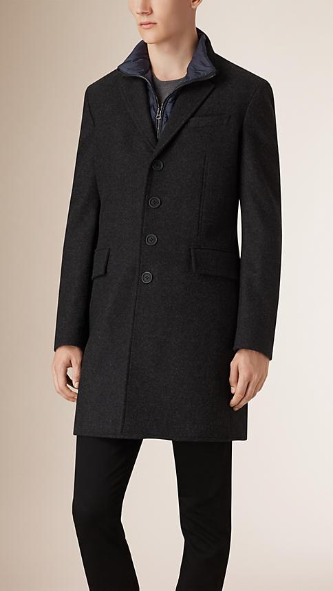 Burberry Wool Cashmere Melton Coat With Warmer