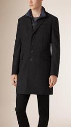 Burberry Wool Cashmere Melton Coat With Warmer