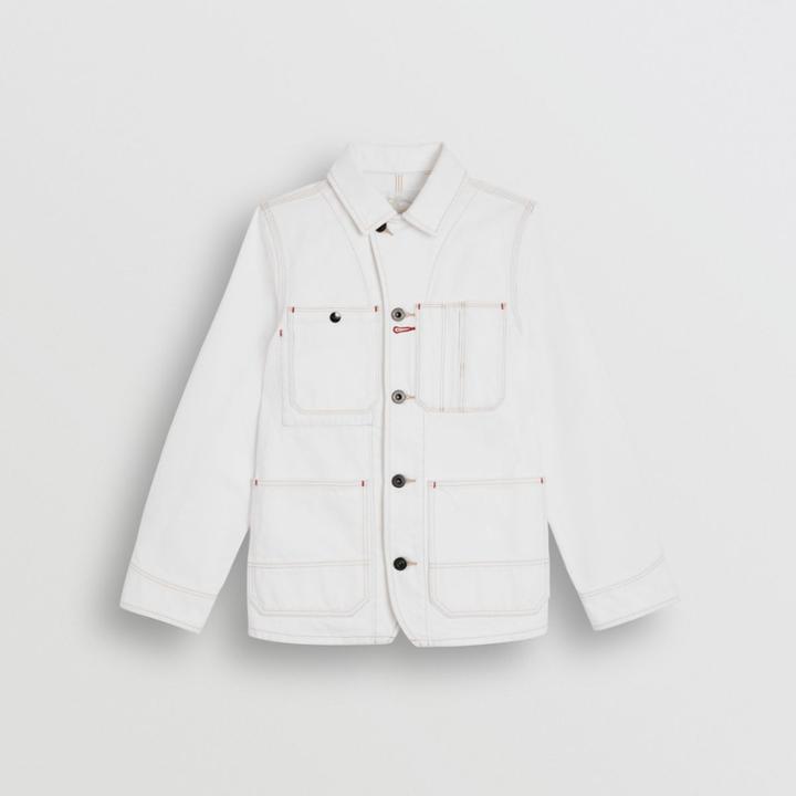 Burberry Burberry Childrens Topstitched Denim Jacket, Size: 10y, White