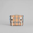 Burberry Burberry Monster Detail Vintage Check And Leather Satchel, Yellow