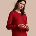 Burberry Burberry Check Elbow Detail Merino Wool Sweater Dress, Size: Xl, Red