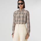 Burberry Burberry Monogram Motif Vintage Check Silk Blend Shirt, Size: 02