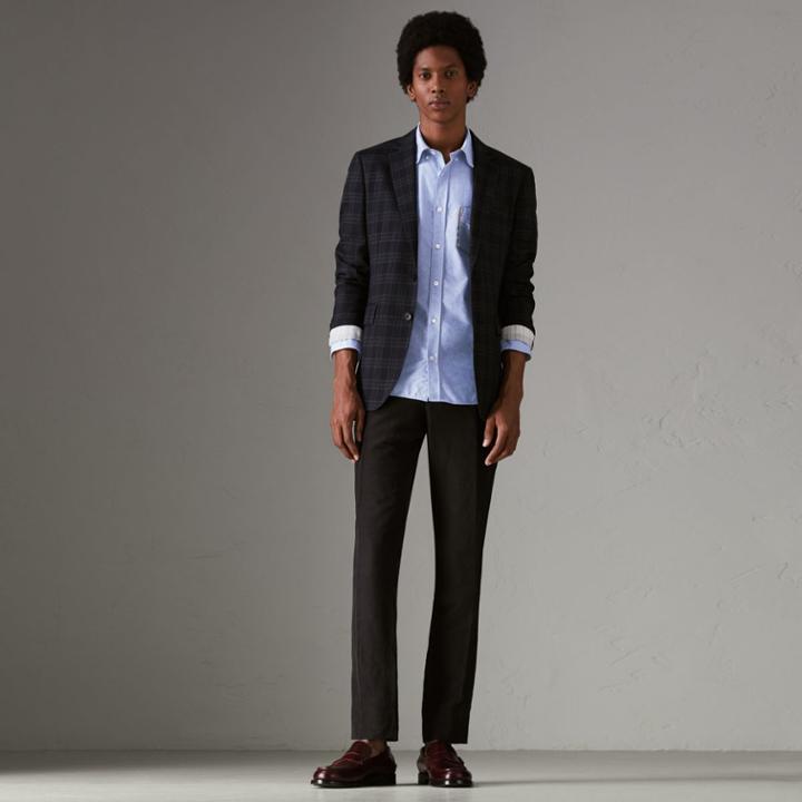 Burberry Burberry Check Detail Cotton Oxford Shirt, Size: Xxxl, Blue