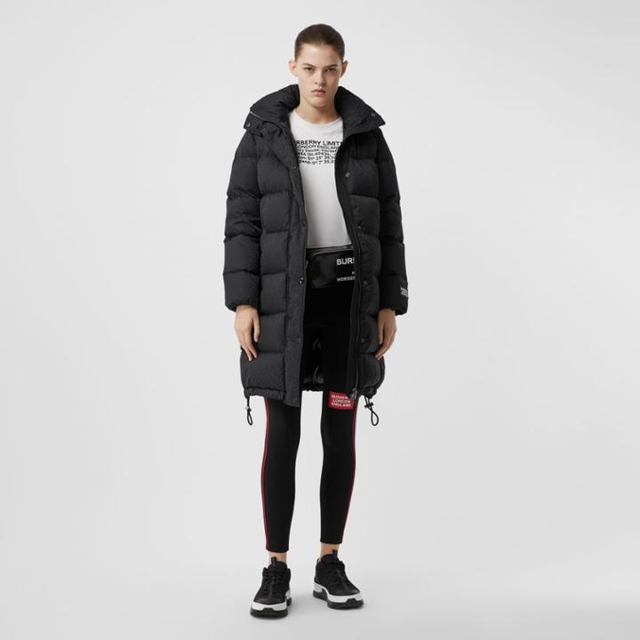 Burberry Burberry Detachable Hood Monogram Econyl Puffer Coat, Size: S, Black