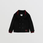 Burberry Burberry Childrens Detachable Knit Collar Wool Cashmere Blend Pea Coat, Size: 10y, Black